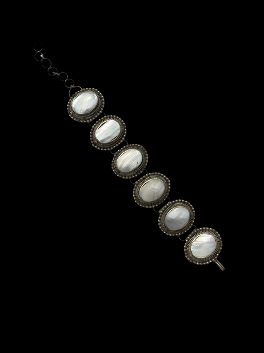 1930s Bronze Mother of Pearl Bracelet