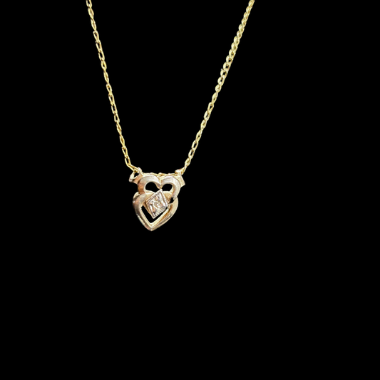 Gold Filled Diamond Claddagh Necklace