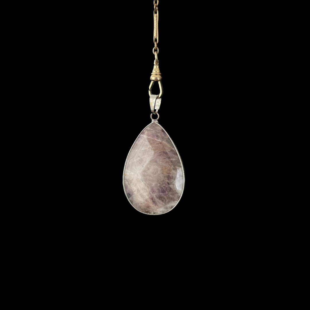 Silver Tone Smokey Amethyst Pendant