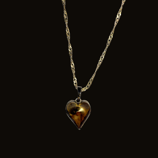 Sterling & Gold Filled Twisted Heart Necklace with Faux Pearl