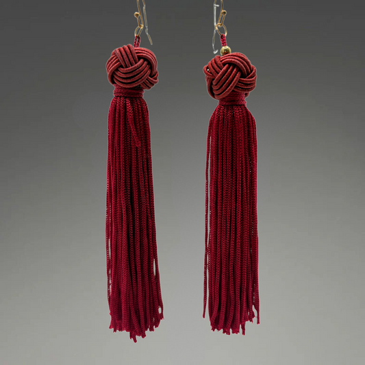 Red Tassle Drop Earrings