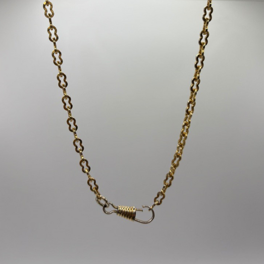 Gold Plated Watch Chain & Dog Clip Choker