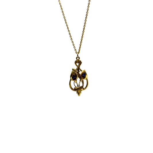 Gold Filled Sapphire Lilies Necklace