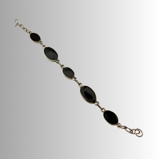 Sterling Silver Black Onyx and Mother of Pearl Bracelet