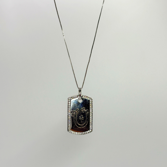 Sterling Luck Dog Tag with Gemstone Necklace