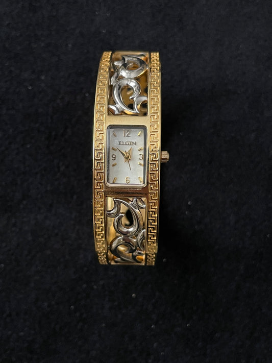 Vintage Elgin Two-tone Watch Bangle