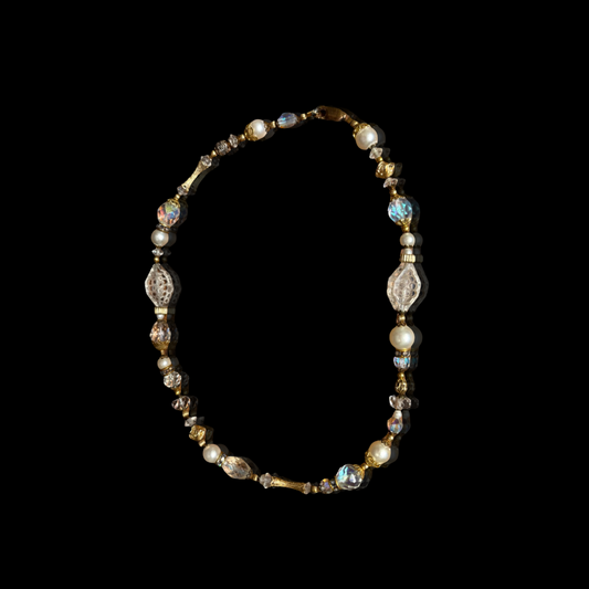 18KT Gold Filled Fresh Water Pearl and Crystal Necklace