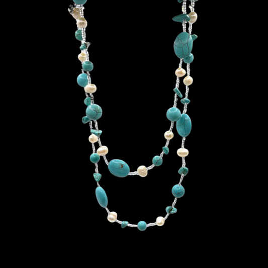 Turquoise and Fresh Water Pearls Necklace