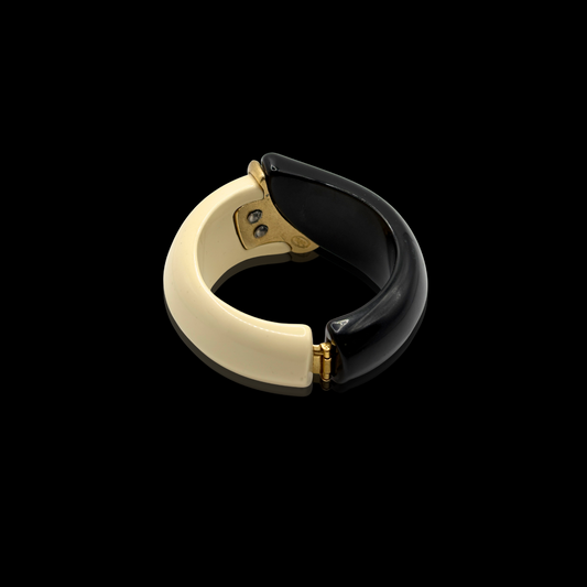 Trifari Black White & Gold Bangle