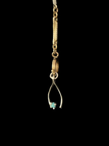 Sterling Silver Wishbone w Stone Charm