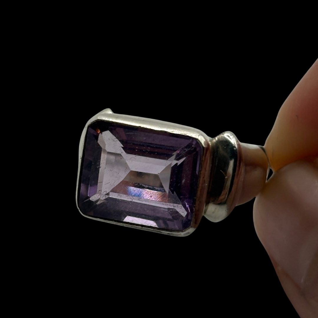 Sterling Statement Amethyst Deco Ring