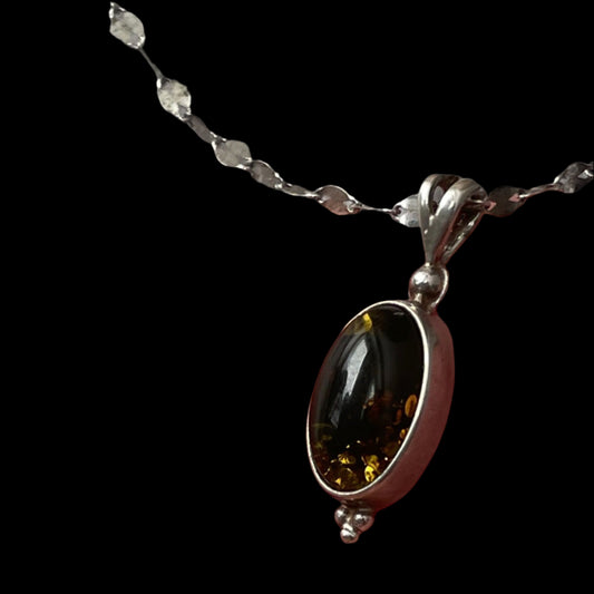 925 Diamond Cut Amber Necklace