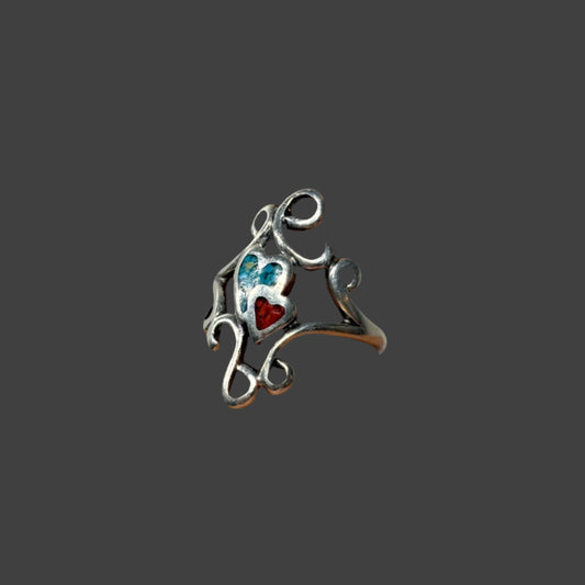 Navajo 925 Double Heart Ring