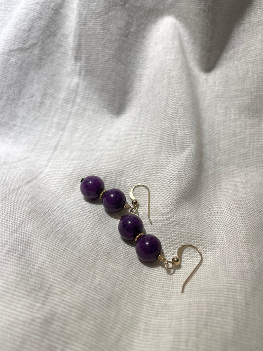 Gold Filled Dainty Amethyst Gold Dangling Earrings