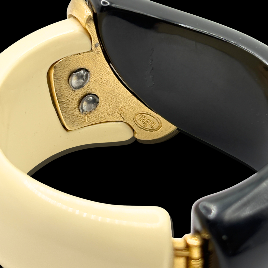 Trifari Black White & Gold Bangle