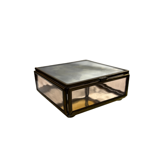 1992 Kissing Angels Brass & Stained Glass Trinket Box