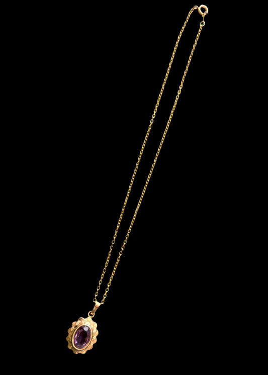 Amethyst Paste Gold-tone Necklace