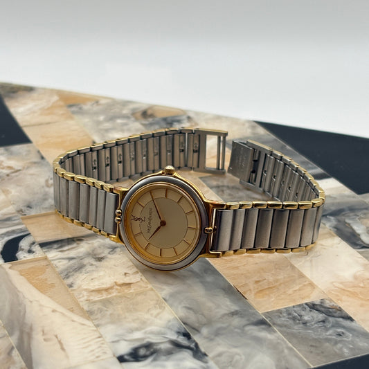 Yves Saint Laurent Vintage Ladies Watch in Two Tone Gold and Steel