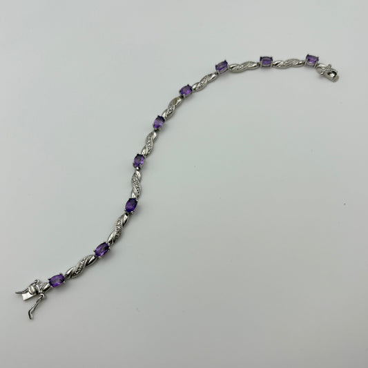 Purple Amethyst & 925 Tennis Bracelet