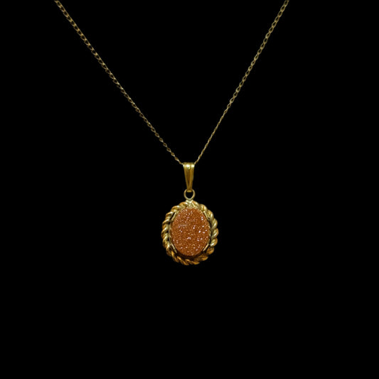 12KT Gold Filled Goldstone Pendant & Necklace