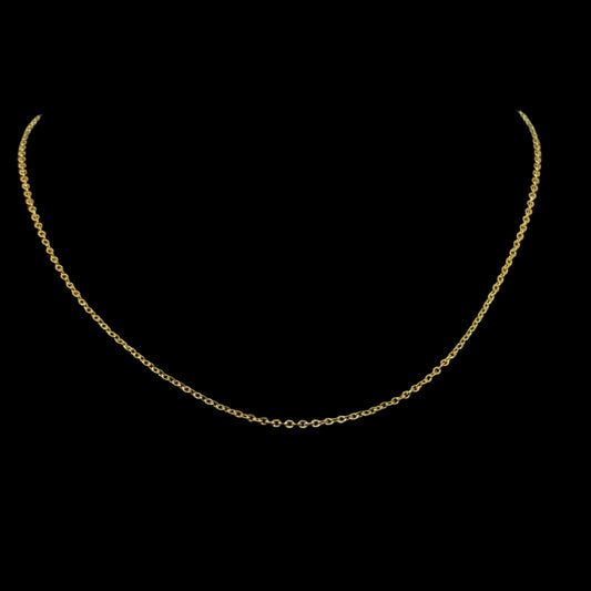 A gold-filled rolo chain necklace with the Artistry maker's mark.
