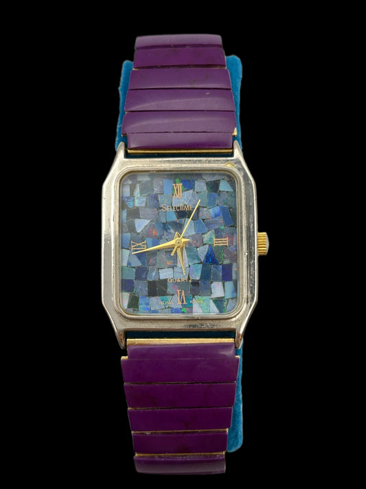 Rare SelecTime Mosaic Opal Dial & Amethyst Band