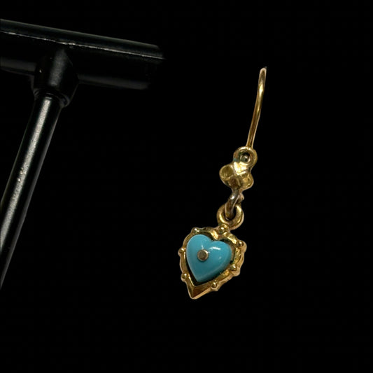 Rolled Gold Turquoise Heart Earrings