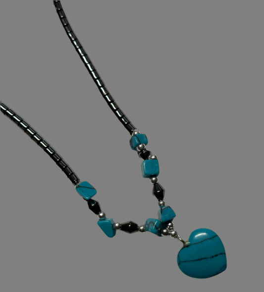 Marcasite & Turquoise Heart Necklace