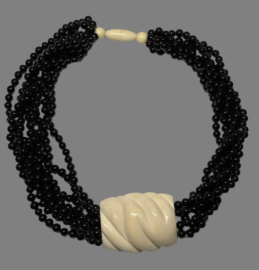 Scolecite & Black Agate Statement Choker