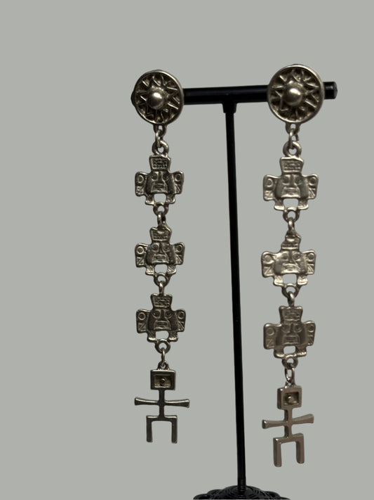 Ancient Silvertone Drop Earrings