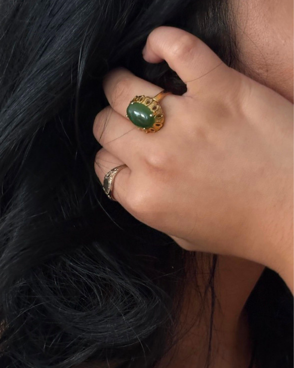 Gold Vermeil Jadeite Ring
