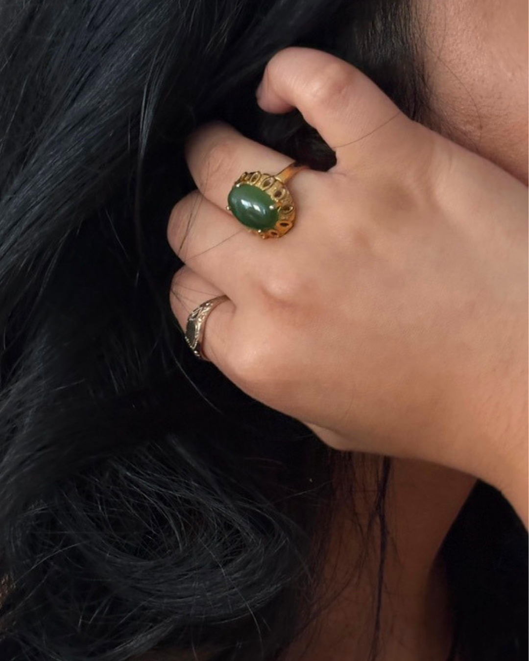 Gold Vermeil Jadeite Ring