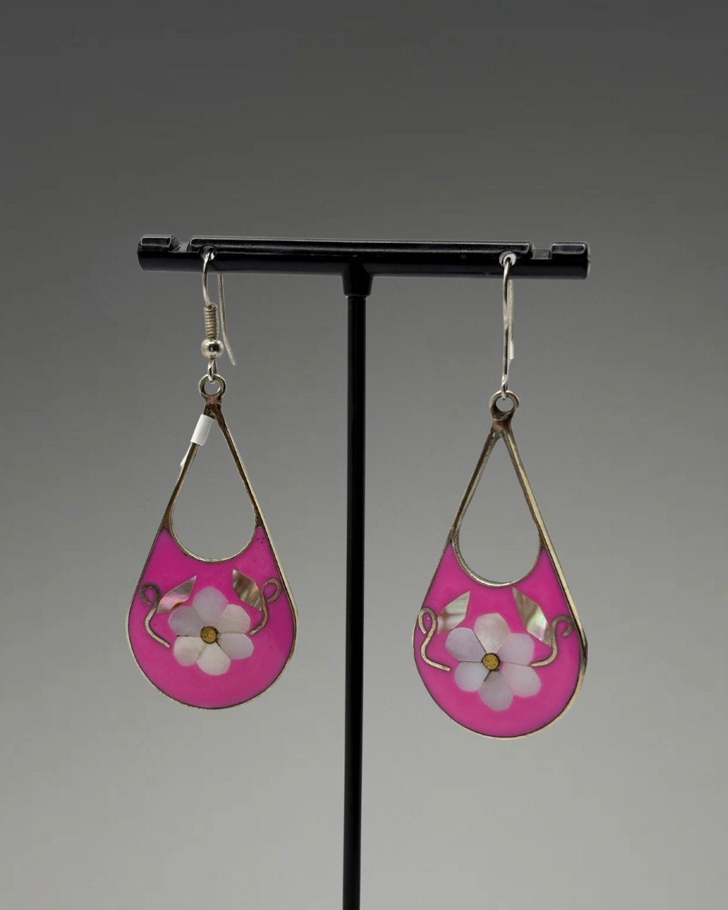 Mexican Mother of Pearl Pink Daisy Earrings