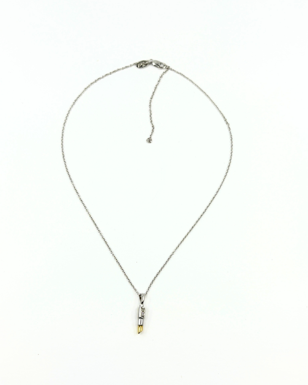 Adjustable 0.015ct Diamond Lipstick Necklace Gold & Sterling Silver