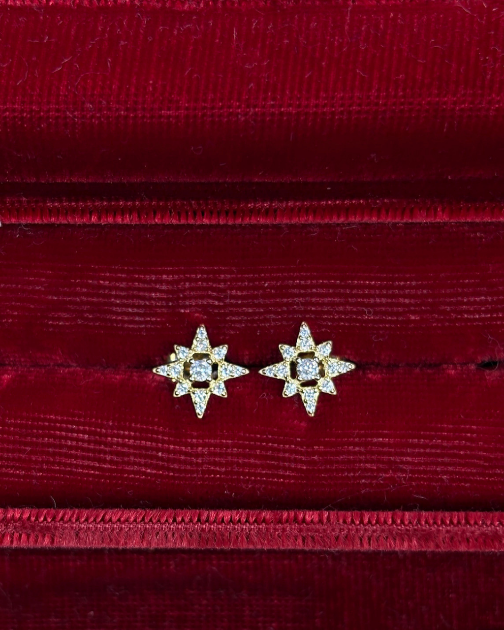 Gold Vermeil Cubic Zirconia Starburst Studs