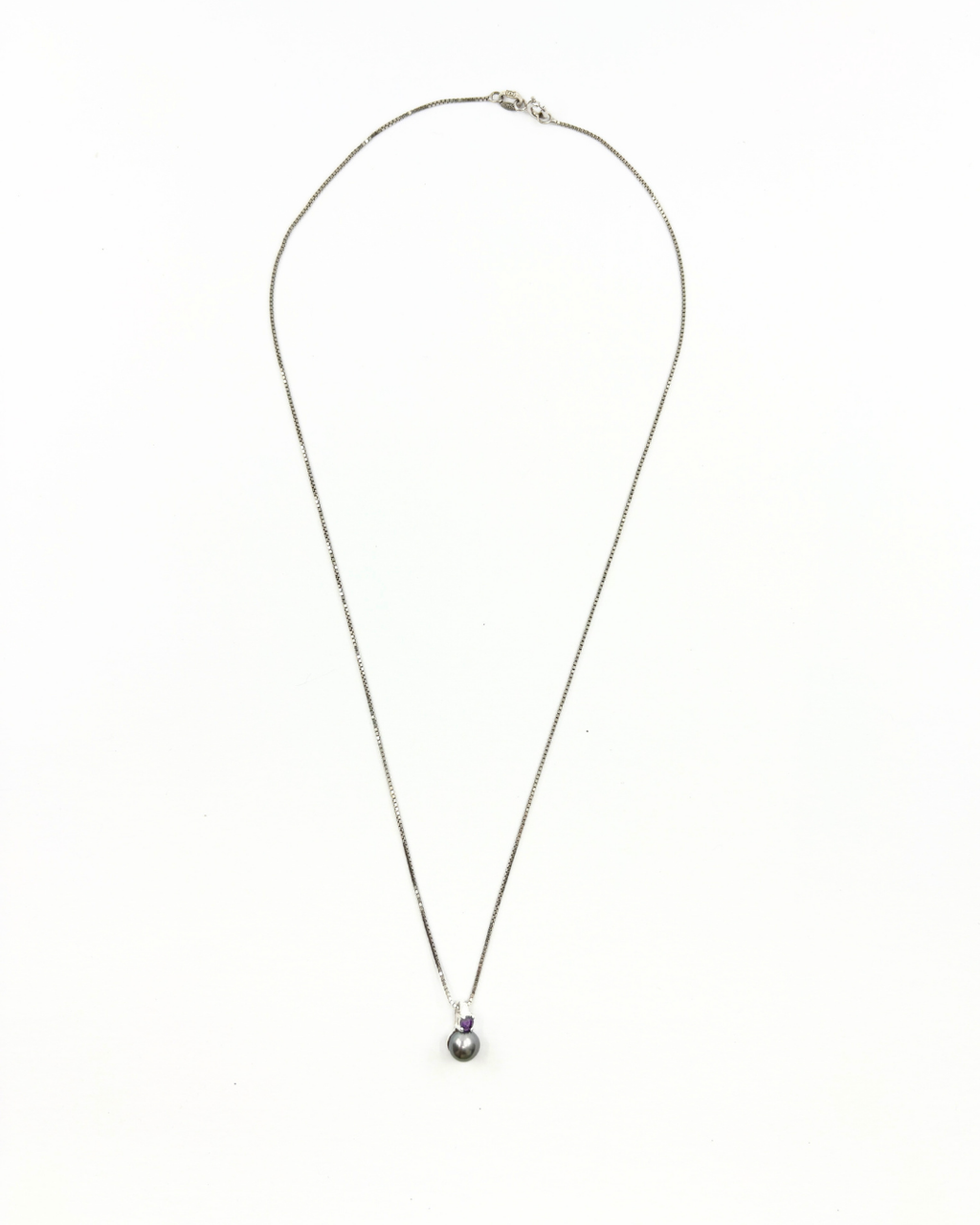 Sterling Tahitian Pearl & Amethyst Necklace