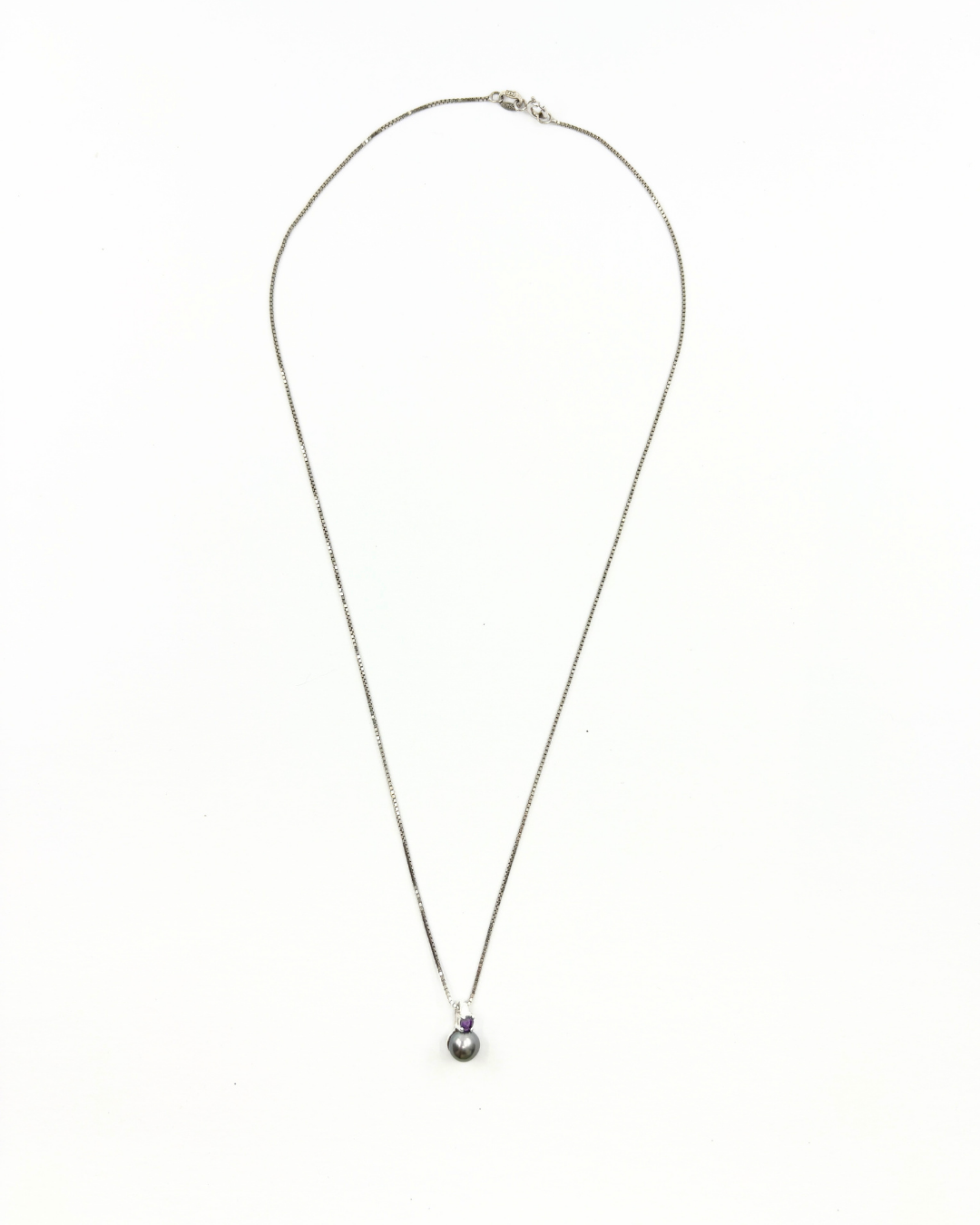 Sterling Tahitian Pearl & Amethyst Necklace