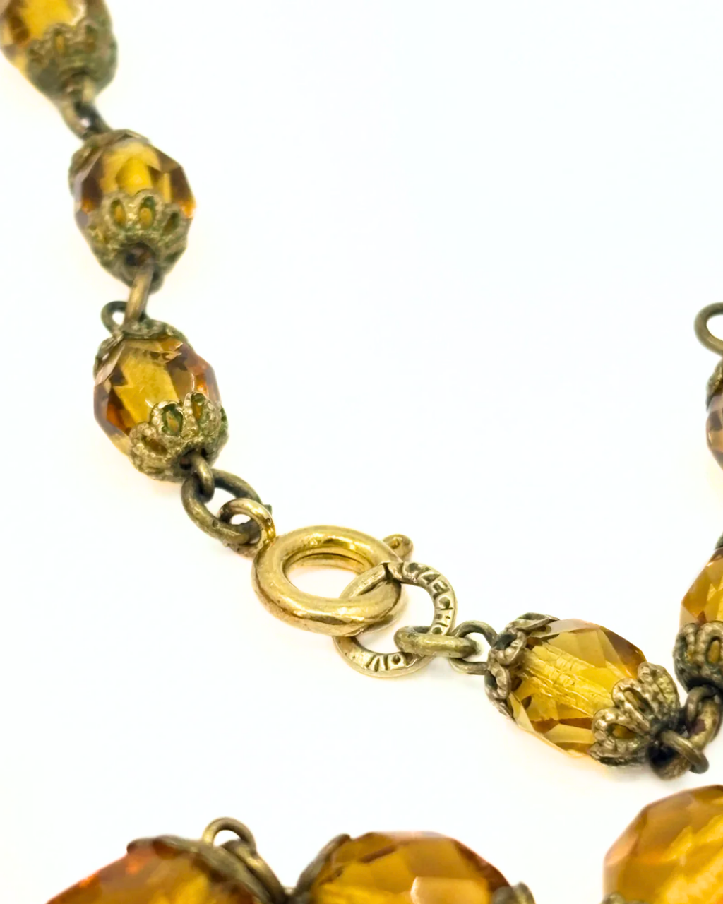 1920s Czech Amber Glass Statement Necklace