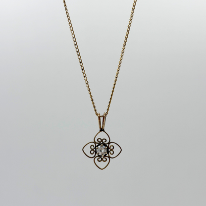 Gold Filled Floral Filigree Cubic Zirconia