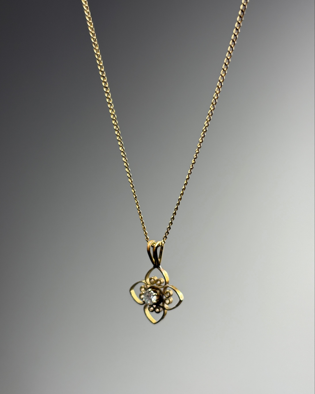 Gold Filled Floral Filigree Cubic Zirconia