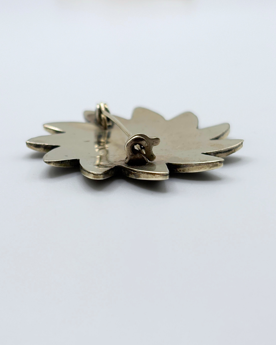 Mexico Onyx & Abalone Silver Brooch