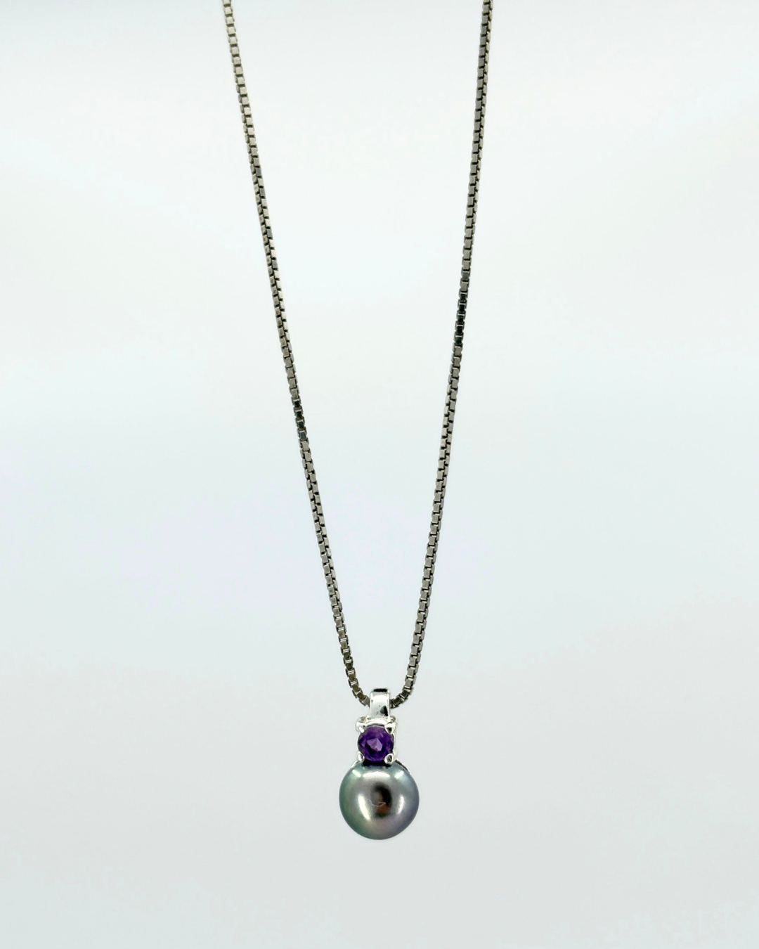 Sterling Tahitian Pearl & Amethyst Necklace