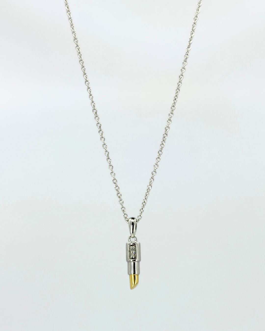Adjustable 0.015ct Diamond Lipstick Necklace Gold & Sterling Silver