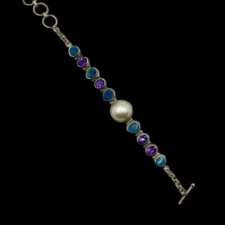 Sterling Multi-Gemstone Statement Bracelet