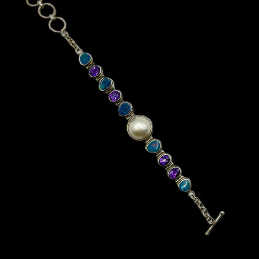 Sterling Multi-Gemstone Statement Bracelet