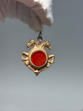Pendentif Fob Cheval Antique Plaqué Or Cornaline et Grès