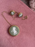 1969 Wedgewood Brooch/Pendant & Converted 10KT Earring Set
