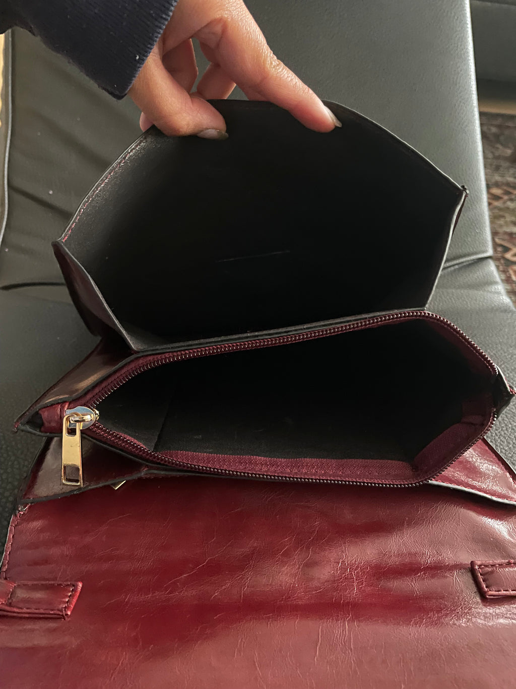 Cherry Red Woven Leather Bag