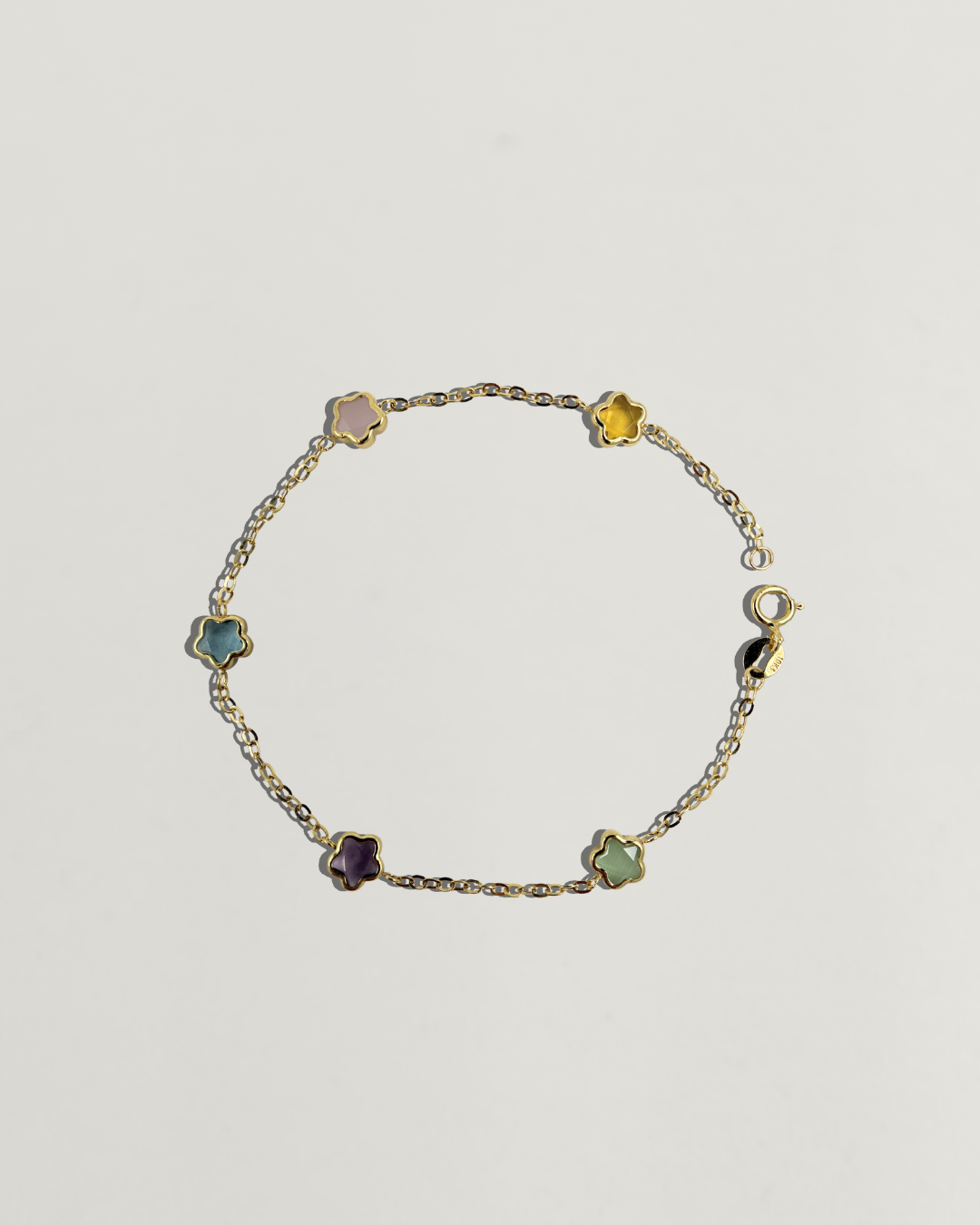 10KT Multi-Gemstone Station Bracelet