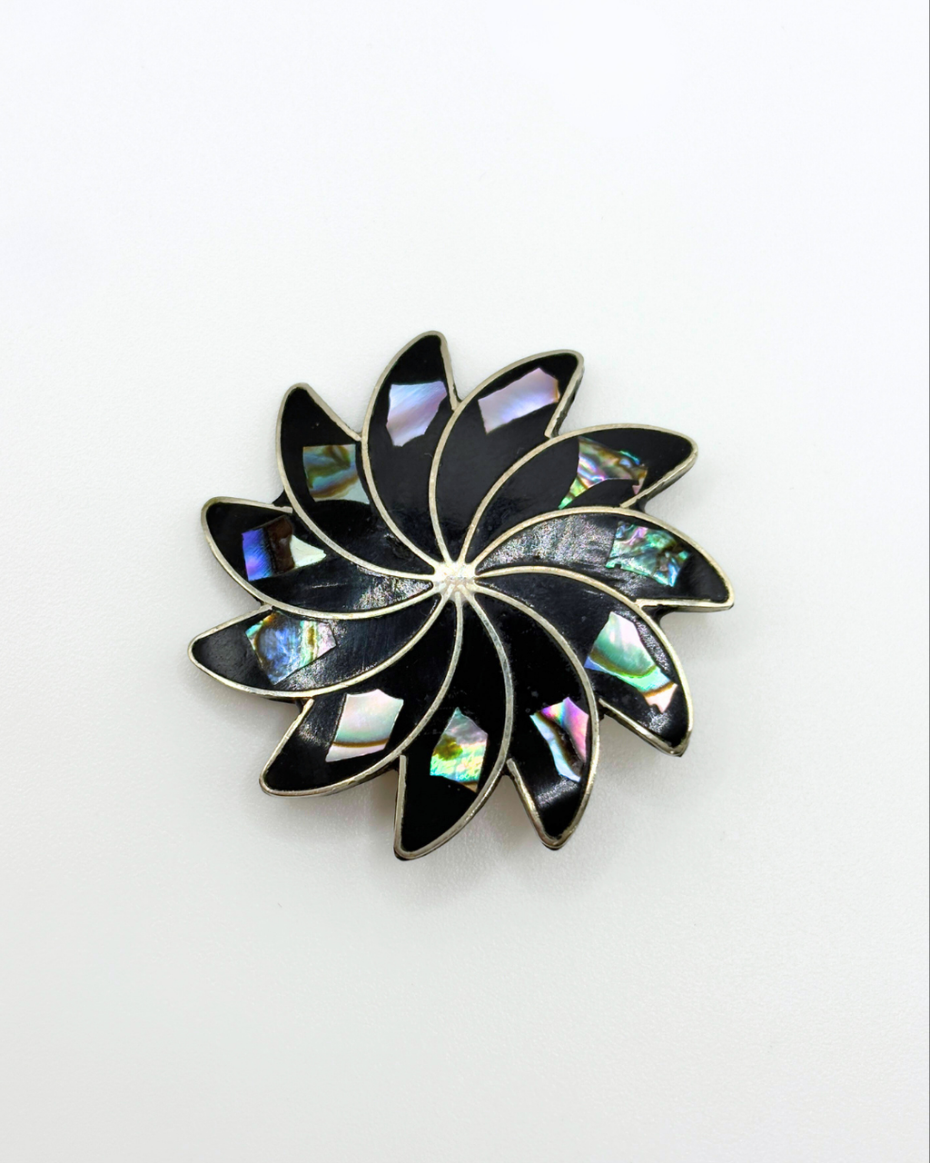 Broche en argent Onyx et Ormeau du Mexique